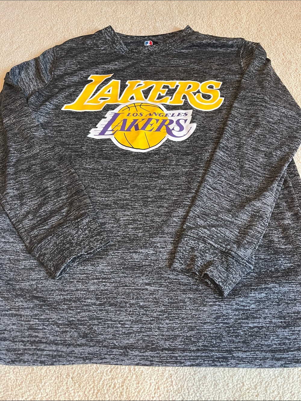 NBA Los Angeles Lakers Gray Long Sleeve Team Tee - size Youth Large (14-16)